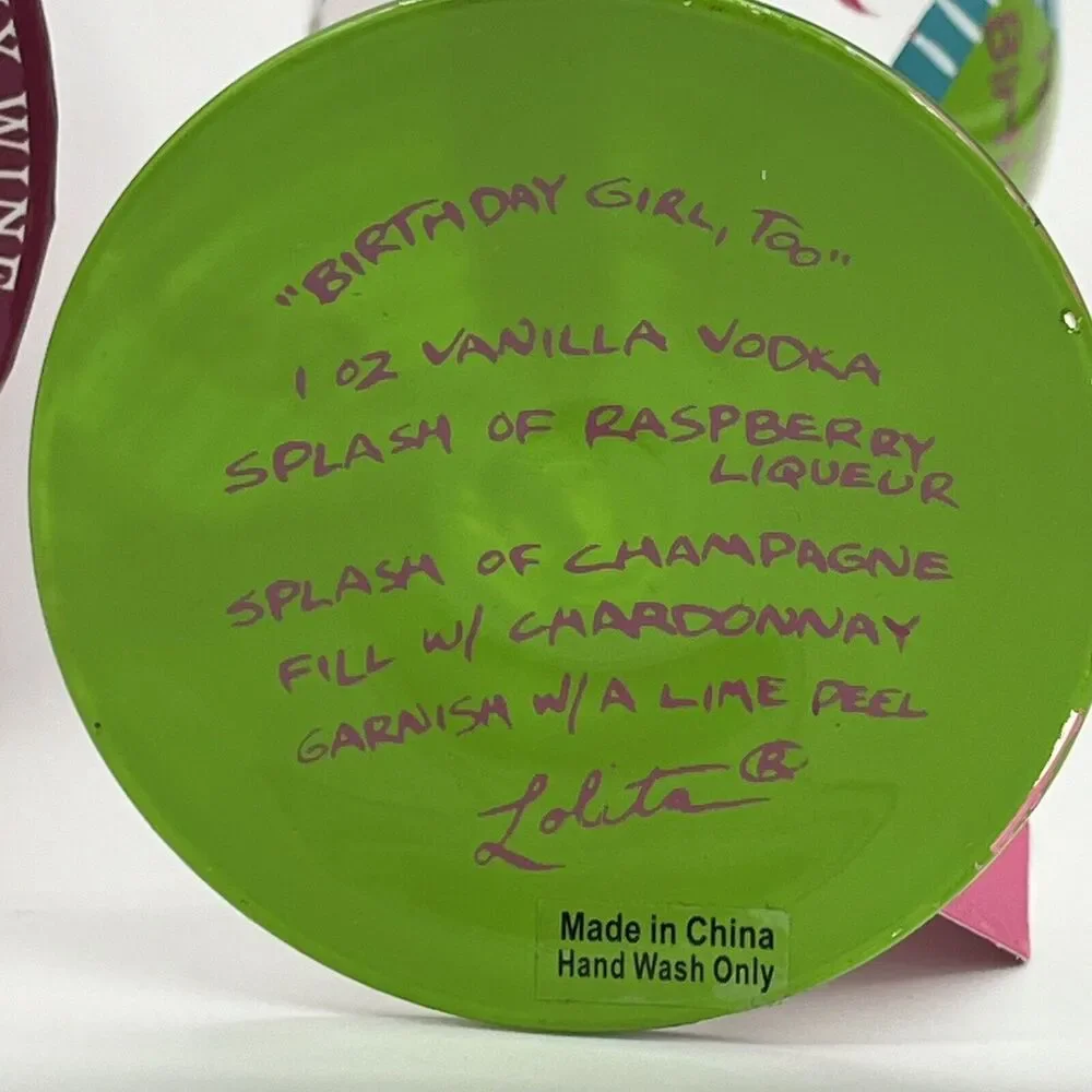 New Lolita Wine Glass GLS11-5511B Collection Birthday Girl Too 15oz Hand Painted - Picture 5 of 6